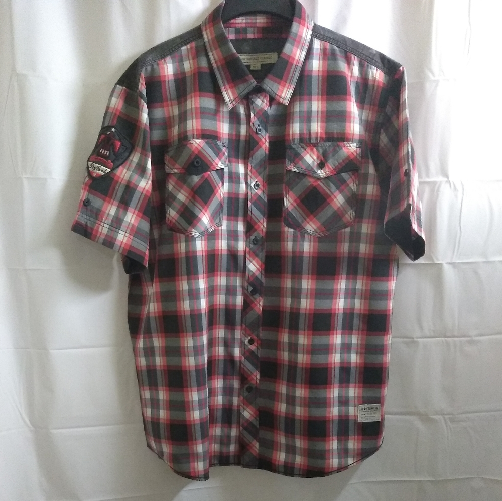 MEN'S SHORT SLEEVE BUTTON DOWN DOUBLE POCKET SHORT SLEEVE SHIRT 3XL